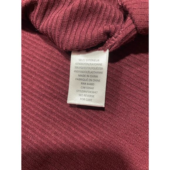 Love Fire Women's Size S/P Crisscross Long Sleeve Rib Knit Dress Burgundy - Picture 5 of 8